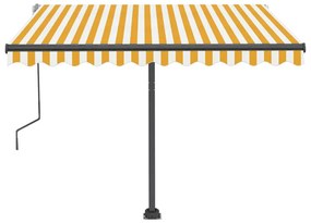 Toldo retrátil manual com LED 300x250 cm amarelo e branco