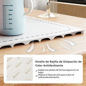 Bandeja elétrica aquecedora 60 x 38 x 2 cm com temperatura ajustável em 6 níveis de silicone com temporizador de 1 a 5 horas Branca