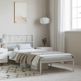 Estrutura de cama com cabeceira 100x200 cm metal branco