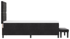 Cama Box Spring com Colchão &amp; Banco Preto 80x200 cm Veludo