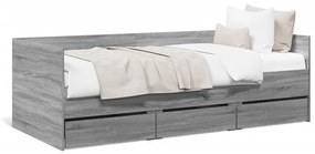 vidaXL Sofá-cama com gavetas sem colchão 90x190 cm cinzento sonoma