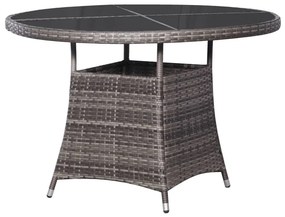 vidaXL Mesa de jardim Ø110x74 cm vime PE cinzento