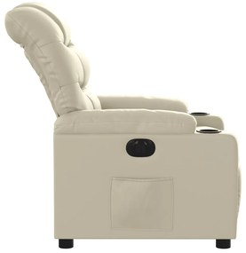 Poltrona reclinável elétrica couro artificial cor creme