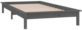 Estrutura cama de solteiro c/ LED 90x190cm madeira maciça cinza