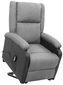 vidaXL Poltrona elevatória tecido cinzento-claro