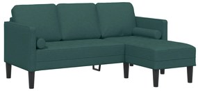 Sofá em L de 3 lugares vidaXL em verde escuro, 160 cm, em tecido
