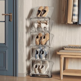 Sapateira com prateleiras inclinadas 24,5 x 28,4 x 102,5 cm cinzenta