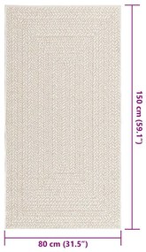 Tapete ZIZUR creme 80x150cm aspeto de juta interior e exterior