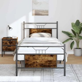 vidaXL Estrutura cama s/ colchão derivados de madeira carvalho fumado