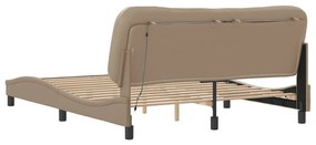 Estrutura cama c/ luzes LED 160x200 couro artificial cappuccino