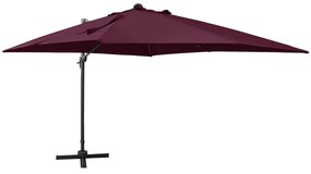 vidaXL Guarda-sol jardim cantilever c/ poste e luzes LED 300 cm bordô
