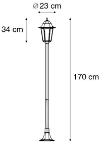 Candeeiro de pé clássico para exterior preto 170 cm IP44 - Nova Orleans Country / Rústico