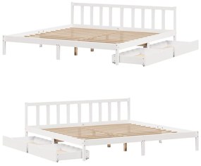 Cama sem colchão 180x200 cm madeira de pinho maciça branco