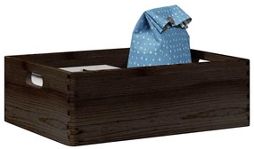 Caixa madeira com pegas preta 40x30x13 cm pinho madeira maciça