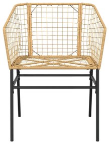 Conjunto jantar jardim 3 peças vidro vime PE castanho