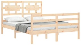 Estrutura de cama com cabeceira 140x190 cm madeira maciça