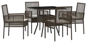 Conjunto de Jantar de Jardim com 5 Peças em Rattan Poliéster Castanho