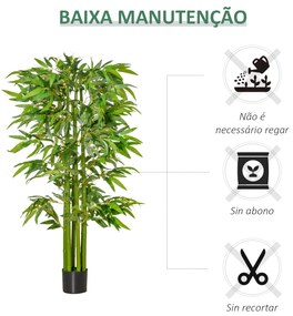 Planta Artificial 160 cm Bambu Artificial com 975 Folhas e Vaso Planta Artificial Decorativa para Interior e Exterior Verde