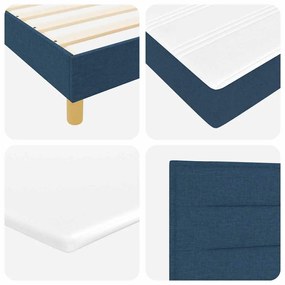 Cama com Caixa de Molas com Colchão &amp; LED Azul 100x200 cm Tecido