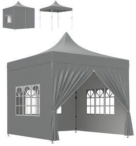 Outsunny Tenda Dobrável Pop-Up 290x290x325 cm com 4 Paredes Laterais Anti-UV Altura Ajustável e Bolsa de Transporte  Cinza | Aosom Portugal