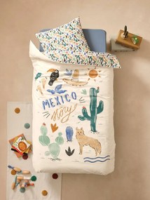 Conjunto capa de edredon + fronha de almofada, com algodão reciclado, Mexicool multicolor