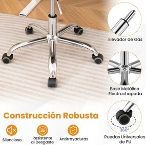 Cadeira de escritório em acrílico com rodas, assento giratório, almofada em couro e altura ajustável transparente