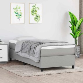 3120830 vidaXL Estrutura de cama com molas 90x200 cm tecido cinzento-claro