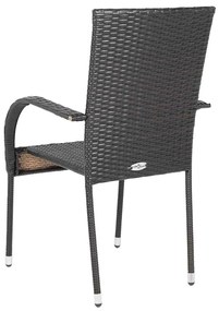 Cadeiras de exterior empilháveis 6 pcs vime PE castanho