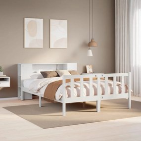 Cama com estante sem colchão 120x190 cm pinho maciço branco