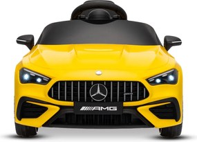 Carro elétrico para crianças Mercedes CLE 12V bateria de lítio, luzes LED, comando remoto de 2,4 GHz, ligação Bluetooth, licença ORIGINAL Amarelo