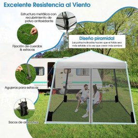 Tenda exterior dobrável instantânea de 3x3m com pernas inclinadas e paredes laterais ajustáveis com altura ajustável cinzento