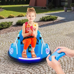 Carrinho de choques para crianças 12V com rotação de 360°, Luzes, controlo remoto, Música  73 x 73 x 43cm Azul