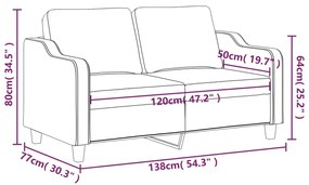 Sofá de 2 lugares tecido 140 cm cinzento-acastanhado