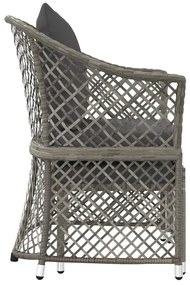 2 pcs conjunto lounge de jardim c/ almofadões vime PE cinzento