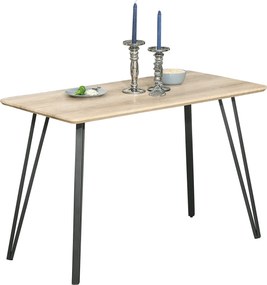 Mesa de jantar de design industrial com tampo grande (CADEIRAS NÃO INCLUÍDAS), 120 x 60 x 75 cm, pés de metal preto em forma de agulha, MDF com acabam