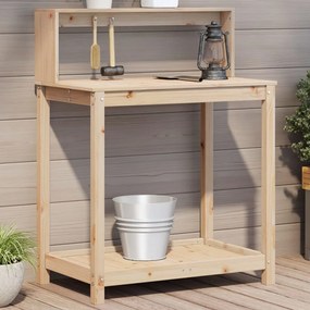 vidaXL Mesa de jardinagem c/ prateleiras 82,5x50x109,5 cm pinho maciço