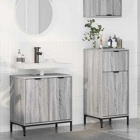 vidaXL Conjunto de Móveis para Banheiro Xadrez 2 pcs Sonoma cinzento
