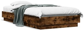 vidaXL Estrutura de cama com luzes LED 90x190 cm carvalho fumado