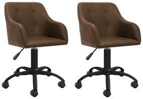 vidaXL Cadeiras de jantar giratórias 2 pcs tecido castanho
