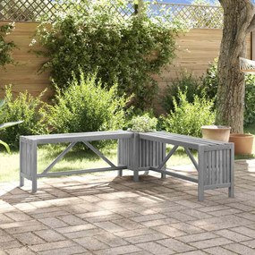 vidaXL Banco de canto p/ jardim com vaso 117 cm acácia maciça cinzento