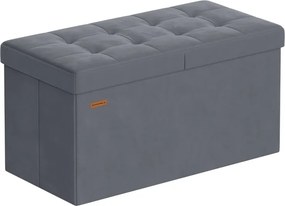 Banco com espaço de arrumação e tampa rebatível 38 x 76 x 38 cm cinzento ardósia