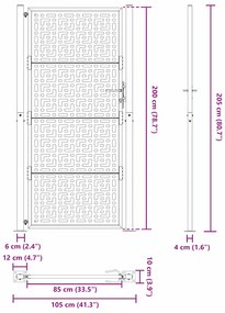 Portão de jardim 105x205 cm design cruzado de aço resistente