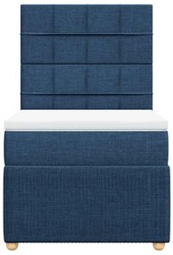 Cama com molas/colchão 90x200 cm tecido azul