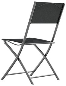 Cadeiras de exterior dobráveis 2 pcs aço e textilene preto