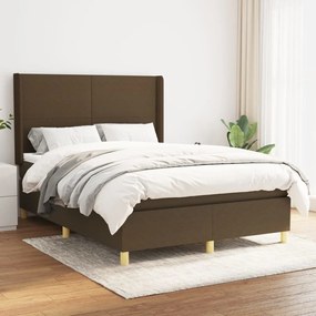 vidaXL Cama com molas/colchão 140x200 cm tecido castanho-escuro