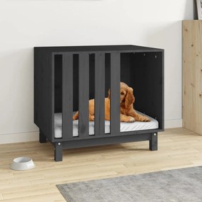 vidaXL Casota para cães 70x50x62 cm madeira de pinho maciça cinzento