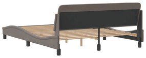 Cama sem colchão 160x200 cm tecido castanho-acinzentado