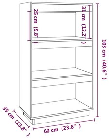 Estante Lila - Cor Natural - 60 x 35 x 103 cm - Em Madeira de Pinho Ma