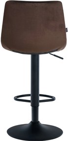 Banco de bar Jerry em veludo com estrutura preta 87-108,5 x 43 x 46,5 cm Castanho