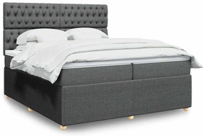 vidaXL Cama com molas/colchão 200x200 cm tecido cinzento-escuro
